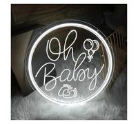 SHOUXI néon signe Enseigne Au Néon Oh Baby Sculptée Lumière Pour Salle De Mariage Anniversaire Chambre D'enfant Décoration Murale Esthétique Lampe Alimentée Par USB(Blanc,35x35cm)