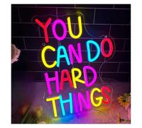 SHOUXI néon signe Enseigne Au Néon You Can Do Hard Things Avec Slogans De Motivation, Décoration Murale, Lumière À Intensité Variable, Décoration De Chambre,27cmх34cm