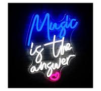 SHOUXI néon signe Enseigne Lumineuse Au Néon Music Is The Answer Pour Décoration Murale, Éclairage À Intensité Variable, Studio De Musique Pour Bar, Fête, 32cmх42cm