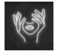 SHOUXI néon signe Enseigne Lumineuse En Forme De Main Et De Visage Luminaire Mural Abstrait Alimenté Par USB Pour Bar Boutique Chambre À Coucher(UNE,40x36cm)