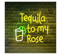 SHOUXI néon signe Enseigne Lumineuse Néon Tequila To My Rose À Intensité Variable, Décoration Murale À, Pour Bar, Cave À Vin, Boutique, 36cmх33cm