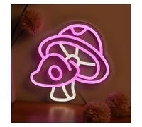SHOUXI néon signe Panneau Lumineux En Forme De Champignon Pour Salle De Jeux Boutique Chambre D'enfant Fête Décoration Murale À Intensité Variable 23cmx23cm