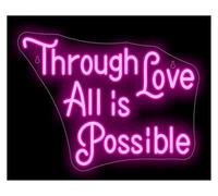 SHOUXI néon signe Panneau Néon «Through Love All Is Possible» Pour Décoration De Salle, Maison, Fête, Bar, Club, Cérémonie De Mariage 40X30cm(B)