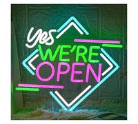 SHOUXI néon signe Panneau Néon Yes We're Open Alimenté Par USB Lumière À Intensité Variable Pour Magasin Café Bar Restaurant Entreprise Vitrine Décoration 34.5cmx32cm