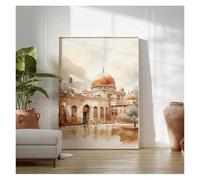 SHOUXI Posters Et Arts Décoratifs Mosquée Anciens Bâtiments De La Ville Sainte De Jérusalem Beige Style Bohème Moderne Américain Abstrait Peinture sur Toile sans Cadre(20x30cm)