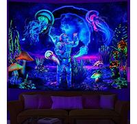 shouzhigo Tapisserie Murales à la lumière noire réactive aux UV à suspendre, Déco Murale esthétique pour salon et chambre à coucher (B, 150 x 130 cm)