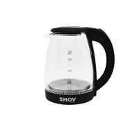 SHOV Bouilloire en verre - 1,8 l - 1 500 W - Base à 360° - Rapport qualité-prix gagnant - Protection contre la cuisson à sec - Noir