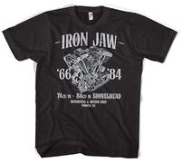 Shovelhead V Twin Motorcycles Iron Jaw Motorcycles Biker Short Sleeve T Shirt Black Manches Courtes(Medium)