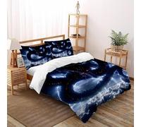 SHOVERKD Abîme Dragon Règne Parure De Lit King（220x240cm） Impression 3D Fantaisie Terre pour Garçons Et Filles en Microfibre Respirant avec Fermeture Éclair Literie Confort