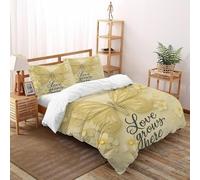 SHOVERKD Amour Papillon Housse De Couette 3 Pièces Aesthetic Pastoral Bug Imprimé De Couvre-Lit Microfibre pour Adulte Et Enfant avec 2 Taie d'oreiller Double（200x200cm）