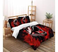 SHOVERKD Apocalypse Tyrannosaure Fureur Ensemble De Lit Double(200x200cm) Imprimé 3D Faune Terre Animaux pour Garçons Et Filles en Microfibre Respirant avec Fermeture Éclair Literie Confort