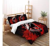 SHOVERKD Apocalypse Tyrannosaure Fureur Housse De Couette King(220x240cm) Impression 3D Faune Terre Animaux pour Famille en Microfibre Respirant avec Fermeture Éclair Literie Doux