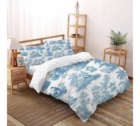 SHOVERKD Arbres Pavillons Housse De Couette 3 Pièces Retro Cultural Views Imprimé De Couvre-Lit Microfibre pour Chambre À Coucher Doux Et Confortable avec 2 Taie d'oreiller Double（200x200cm）