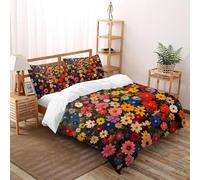 SHOVERKD Arc-en-Ciel Fleur Domaine Symphonie Parure De Lit King（220x240cm） Imprimé 3D Halloween Fleur pour Enfants Et Adolescents en Microfibre Respirant avec Fermeture Éclair Literie Confort