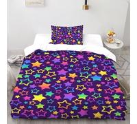 SHOVERKD Arc-en-Ciel Lumière des étoiles Symphonie Parure De Lit Single(135x200cm) Impression 3D Univers Galaxie pour Enfants Et Adolescents en Microfibre Respirant avec Fermeture Éclair Literie Doux