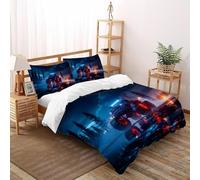 SHOVERKD Arctique Monstre Camion Guerrier Parure De Lit King（220x240cm） Imprimé 3D Véhicule pour Famille en Microfibre Respirant avec Fermeture Éclair Literie Confort