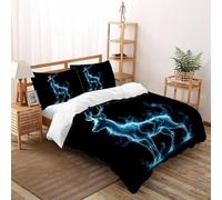 SHOVERKD Azur Cerf Esprit Parure De Lit Double（200x200cm） Impression 3D WildVie Let Terre pour Enfants Et Adolescents en Microfibre Respirant avec Fermeture Éclair Literie Confort