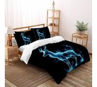 SHOVERKD Azur Cerf Esprit Parure De Lit King（220x240cm） Impression 3D WildVie Let Animal pour Garçons Et Filles en Microfibre Respirant avec Fermeture Éclair Literie Doux
