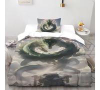SHOVERKD Azur Dragon Gardien Ensemble De Lit Single（135x200cm） Impression 3D Fantaisie Terre pour Enfants Et Adolescents en Microfibre Respirant avec Fermeture Éclair Literie Confort