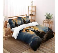 SHOVERKD Bélier Cor Montagne Parure De Lit Super King（260x220cm） Imprimé 3D Faune Terre Animal pour Famille en Microfibre Respirant avec Fermeture Éclair Literie Confort