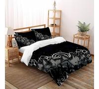 SHOVERKD Blanc Noir Gris Abstrait Graffiti Housse De Couette Super King（260x220cm） Impression 3D pour Garçons Et Filles en Microfibre Respirant avec Fermeture Éclair Literie Confort