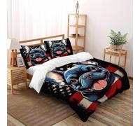 SHOVERKD Bouledogue Anglais Imprimé Parure De Lit Microfibre Parure De Lit Adulte Ave Fermeture Éclair Animal Themes Housses De Couettes 3 Pièces Et 2 Taie d'oreiller Double(200x200cm)