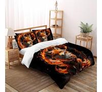 SHOVERKD Brûlant Renard Esprit Ensemble De Lit Double（200x200cm） Impression 3D WildVie Forêt Animal pour Enfants Et Adolescents en Microfibre Respirant avec Fermeture Éclair Literie Confort