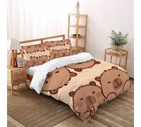 SHOVERKD Capybara Carnaval Allégresse Ensemble De Lit Double（200x200cm） Impression 3D Mignon Terre pour Famille en Microfibre Respirant avec Fermeture Éclair Literie Doux