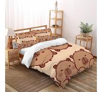 SHOVERKD Capybara Carnaval Allégresse Housse De Couette King（220x240cm） Impression 3D Mignon Terre pour Enfants Et Adolescents en Microfibre Respirant avec Fermeture Éclair Literie Confort