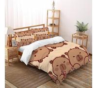 SHOVERKD Capybara Carnaval Allégresse Housse De Couette Super King（260x220cm） Imprimé 3D Mignon Terre pour Famille en Microfibre Respirant avec Fermeture Éclair Literie Confort