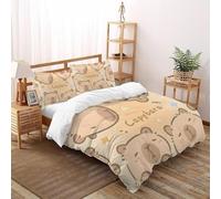 SHOVERKD Capybara Cercle Joie Housse De Couette Super King（260x220cm） Impression 3D Mignon Terre pour Enfants Et Adolescents en Microfibre Respirant avec Fermeture Éclair Literie Confort