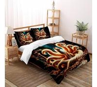 SHOVERKD Cerf-Volant Forêt Gardien Ensemble De Lit King（220x240cm） Imprimé 3D Fantaisie Terre pour Famille en Microfibre Respirant avec Fermeture Éclair Literie Doux