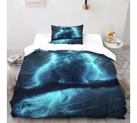 SHOVERKD Chat brindille Imprimé Parure De Lit Microfibre De 2 Pièces Thèmes Animaux Housses De Couettes Et 1 Taie d'oreiller Single（135x200cm）