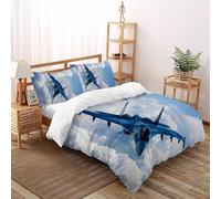 SHOVERKD Ciel Gardien Furtif Avion de Chasse Parure De Lit Double（200x200cm） Imprimé 3D Véhicule pour Famille en Microfibre Respirant avec Fermeture Éclair Literie Doux