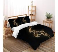 SHOVERKD Cinétique Cerf Silhouette Parure De Lit King（220x240cm） Imprimé 3D Faune Terre Animaux pour Famille en Microfibre Respirant avec Fermeture Éclair Literie Confort