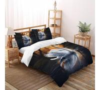 SHOVERKD Clair de Lune Comédie Musicale Élégance Parure De Lit King（220x240cm） Imprimé 3D WildVie Forêt Terre pour Enfants Et Adolescents en Microfibre Respirant avec Fermeture Éclair Literie Doux