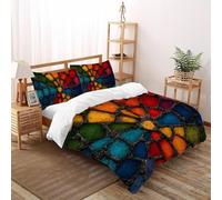 SHOVERKD Coloré Pierre Radial Motif Ensemble De Lit King（220x240cm） Imprimé 3D pour Garçons Et Filles en Microfibre Respirant avec Fermeture Éclair Literie Doux