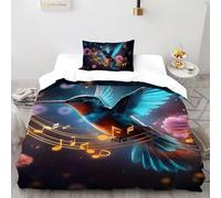 SHOVERKD Comédie Musicale HummingOiseau Joie Housse De Couette Single（135x200cm） Imprimé 3D WildVie Forêt Animal pour Garçons Et Filles en Microfibre Respirant avec Fermeture Éclair Literie Confort