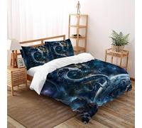 SHOVERKD Cosmique Serpent Odyssée Ensemble De Lit Double（200x200cm） Imprimé 3D WildVie Let Animal pour Garçons Et Filles en Microfibre Respirant avec Fermeture Éclair Literie Doux