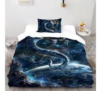 SHOVERKD Cosmique Serpent Odyssée Ensemble De Lit Single（135x200cm） Imprimé 3D WildVie Let Animal pour Enfants Et Adolescents en Microfibre Respirant avec Fermeture Éclair Literie Confort