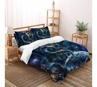SHOVERKD Cosmique Serpent Odyssée Housse De Couette Super King（260x220cm） Imprimé 3D WildVie Let Animal pour Enfants Et Adolescents en Microfibre Respirant avec Fermeture Éclair Literie Confort
