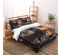 SHOVERKD Côtier Loup Esprit Ensemble De Lit Super King（260x220cm） Imprimé 3D WildVie Forêt Animal pour Famille en Microfibre Respirant avec Fermeture Éclair Literie Confort