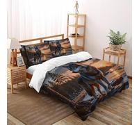 SHOVERKD Côtier Loup Esprit Housse De Couette Double（200x200cm） Imprimé 3D WildVie Forêt Animal pour Enfants Et Adolescents en Microfibre Respirant avec Fermeture Éclair Literie Confort