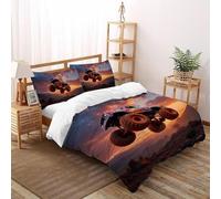 SHOVERKD Coucher de Soleil Monstre Camion Odyssée Ensemble De Lit Double(200x200cm) Impression 3D pour Enfants Et Adolescents en Microfibre Respirant avec Fermeture Éclair Literie Confort