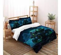 SHOVERKD Cyber Phacochère Monstre Camion Parure De Lit Double（200x200cm） Imprimé 3D Véhicule pour Famille en Microfibre Respirant avec Fermeture Éclair Literie Confort
