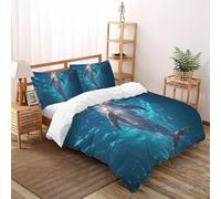 SHOVERKD Dauphin Saut Bulle Lumière Parure De Lit Super King（260x220cm） Impression 3D Faune Marin Animal pour Famille en Microfibre Respirant avec Fermeture Éclair Literie Doux