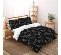 SHOVERKD Dinosaure Fossile Cimetière Symphonie Ensemble De Lit Super King（260x220cm） Impression 3D WildVie Let Terre pour Famille en Microfibre Respirant avec Fermeture Éclair Literie Doux