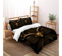 SHOVERKD Doré Cerf Texturé Arc Parure De Lit Double（200x200cm） Imprimé 3D Faune Terre Animal pour Famille en Microfibre Respirant avec Fermeture Éclair Literie Confort