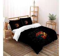 SHOVERKD Doré Flèche Cubo De Rubik Parure De Lit Super King（260x220cm） Imprimé 3D pour Garçons Et Filles en Microfibre Respirant avec Fermeture Éclair Literie Doux