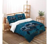 SHOVERKD Double Orque Parure De Lit Double(200x200cm) Imprimé 3D Sauvage Marin Animal pour Famille en Microfibre Respirant avec Fermeture Éclair Literie Doux